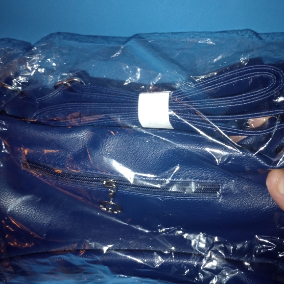 Tianhengyi Leather Crossbody Bag Midnight Blue Multi Pockets Shoulder Purse NIB - Picture 5 of 10